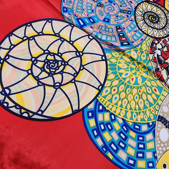 Womens 35x34.5" Colorful Abstract Silk Feel Polyester Square Scarf - Picture 5 of 8